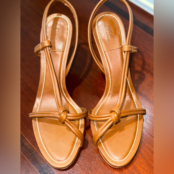 RALPH LAUREN POLO, BROWN, LEATHER, WOMEN’S DESIGNER HIGH-HEEL SANDALS  Size: 10B - Picture 8 of 13